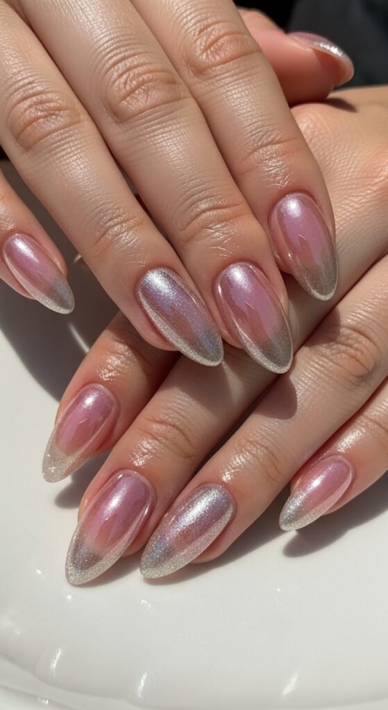 Chrome Pink Acrylic Nails