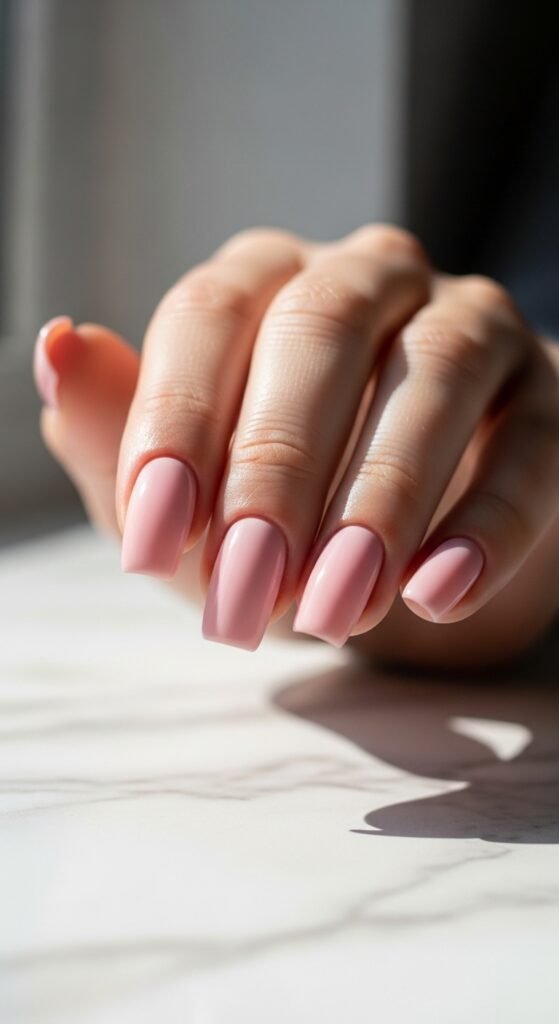 Classic Light Pink Acrylic Nails