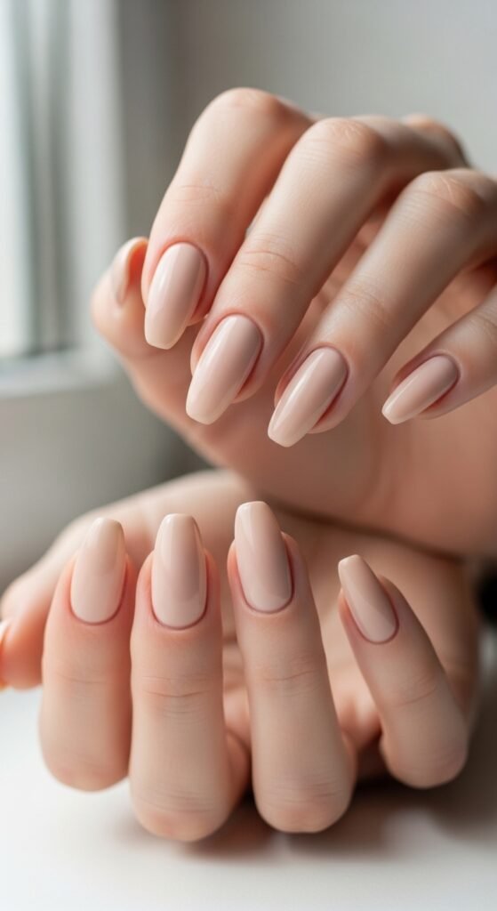 Classic Nude Almond Nails
