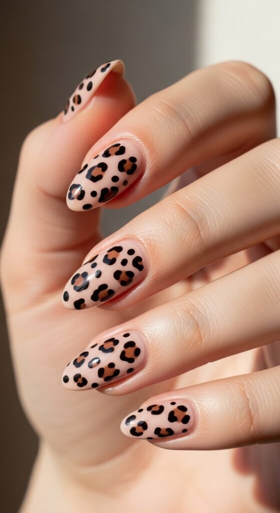 Classic Nude Leopard Nails