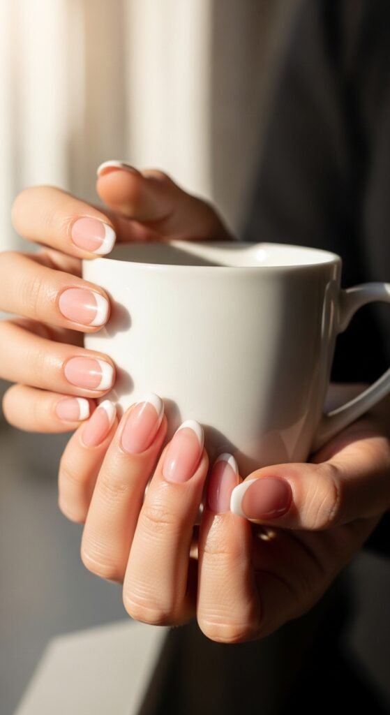 French Tip Acrylic Pink Nails