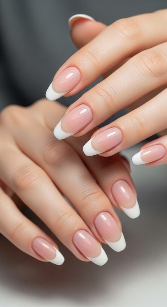 French Tip Almond Nails