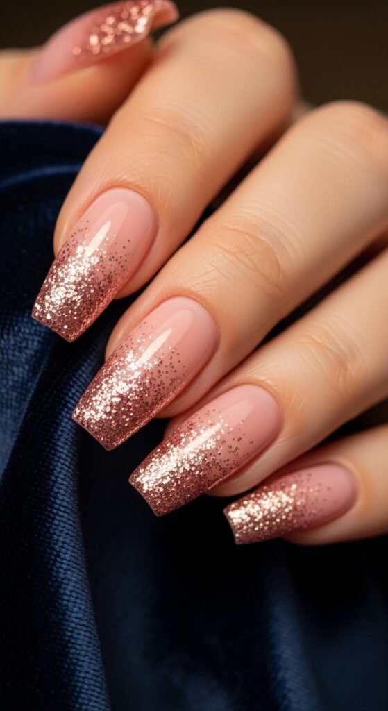 Glitter Ombre Pink Acrylic Nails