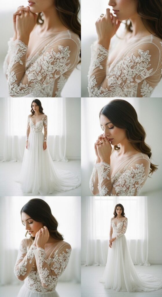 Illusion Wedding Dresses with Sleeves