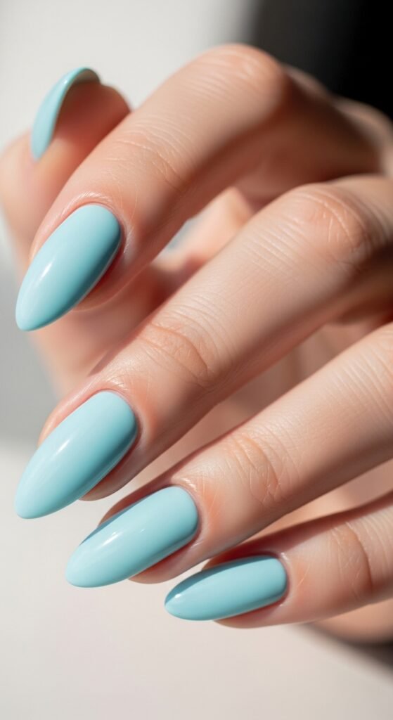 Light Blue Almond Nails