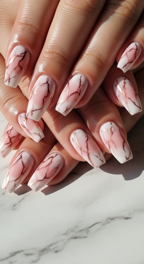 Marble Pink Acrylic Nails
