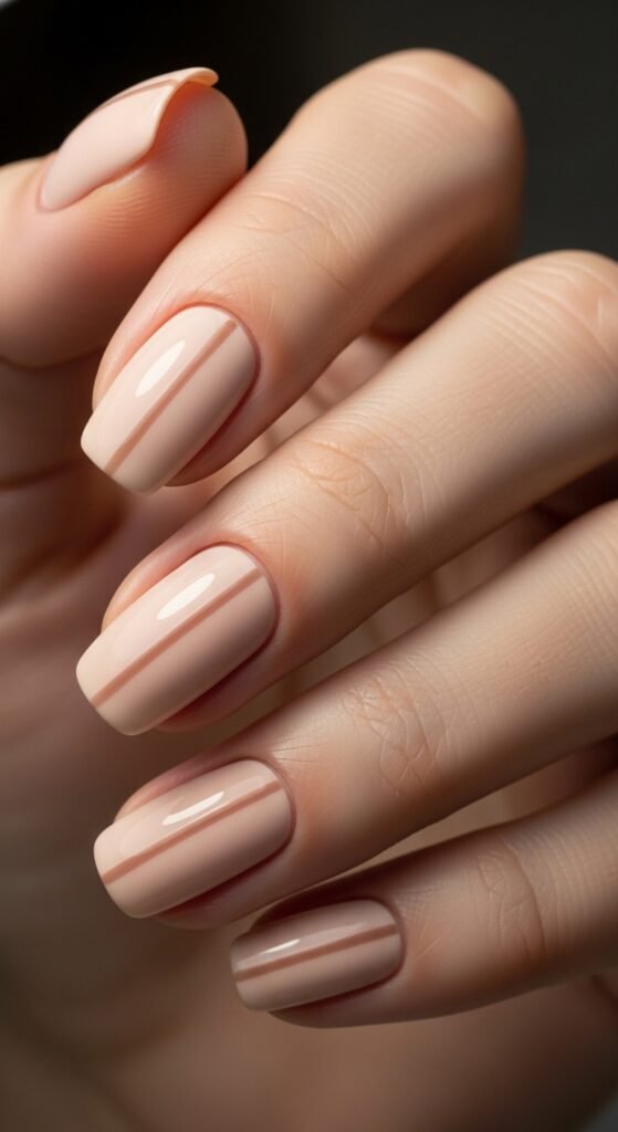 Matte Nude Nails with Glossy Detail