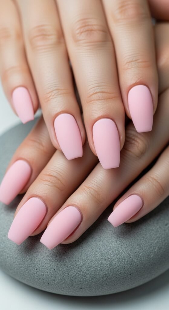 Matte Pink Acrylic Nails