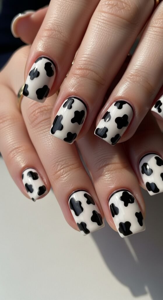 Minimal Cow Print Nails