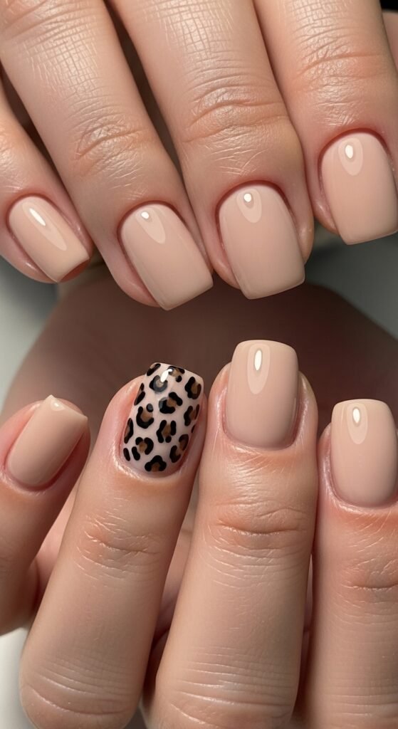 Minimal Leopard Accent Nails