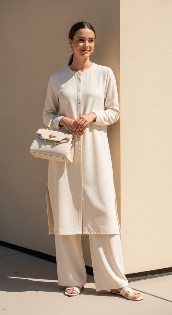 Monochrome Neutral Set with a Longline Top