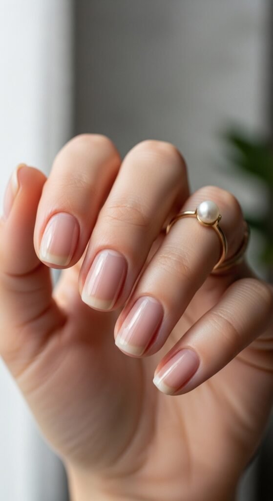 Natural Neutral Nails with Strengthening Treatment