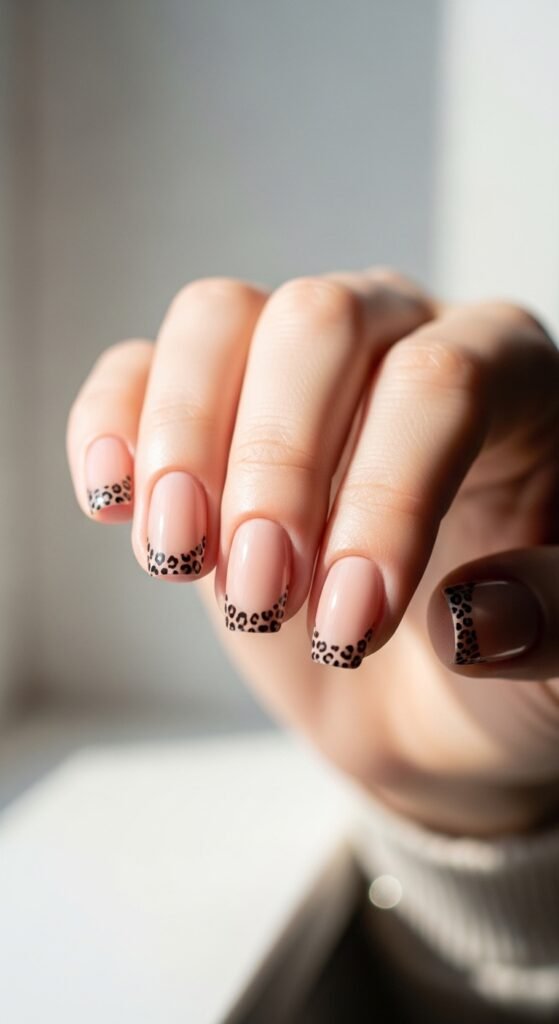 Neutral Leopard French Tips