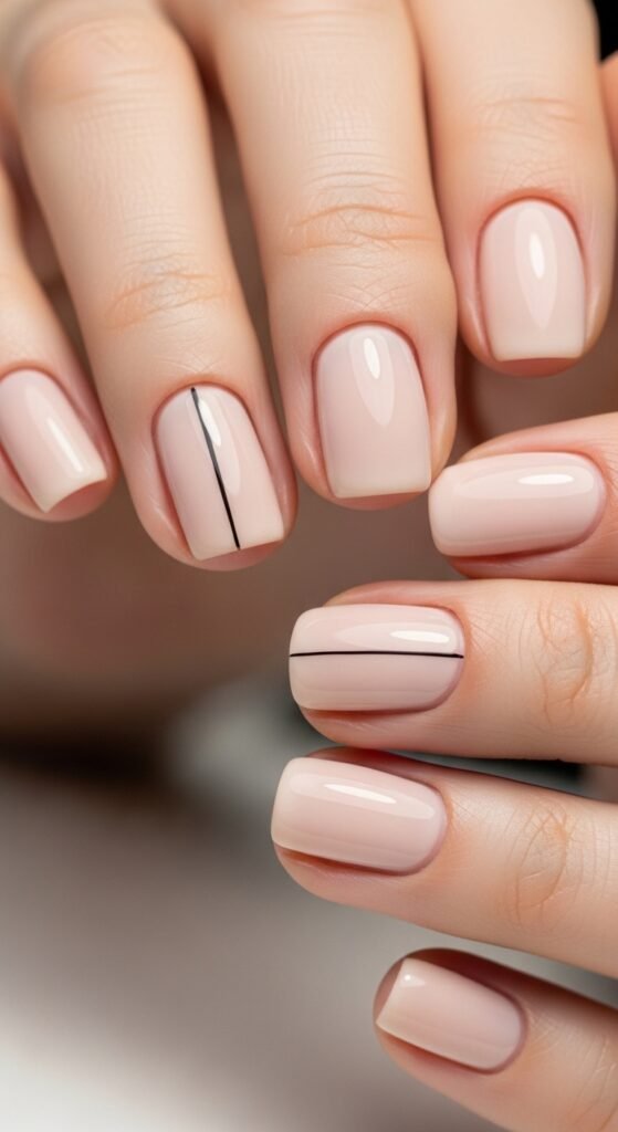 Neutral Nails with Fine Line Detail