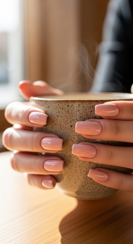 Nude Pink Nails with Clean Square Shape