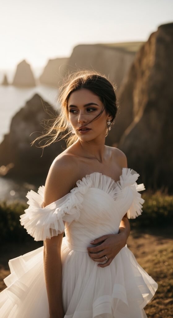 Off-the-Shoulder Wedding Dresses with Sleeves