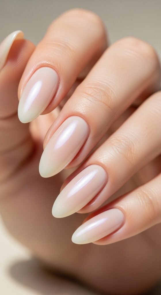 Pearl Glazed Almond Nails