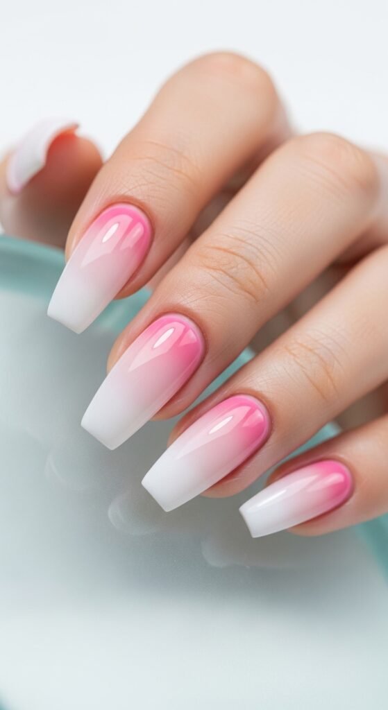 Pink Ombre Acrylic Nails