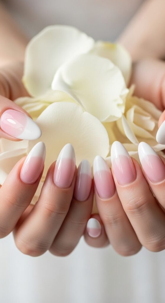 Pink and White Acrylic Nails