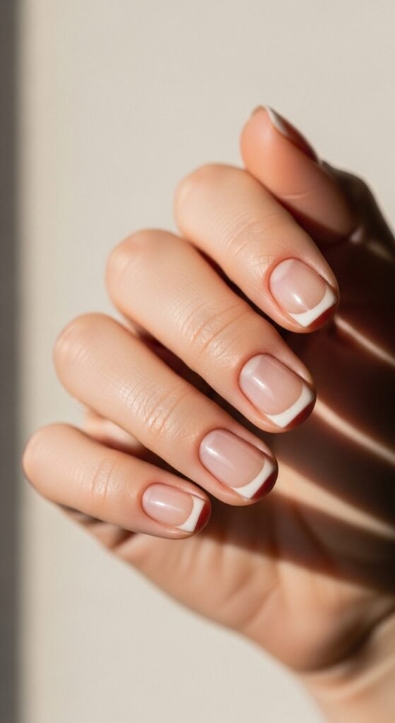 Short Nails with Clear Base and Fine Tip