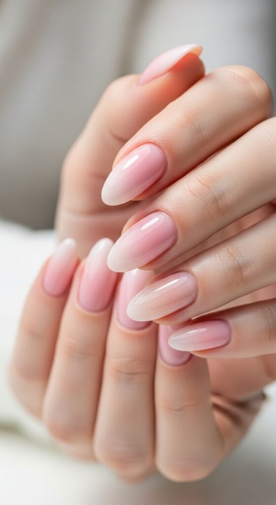 Soft Ombre Almond Nails