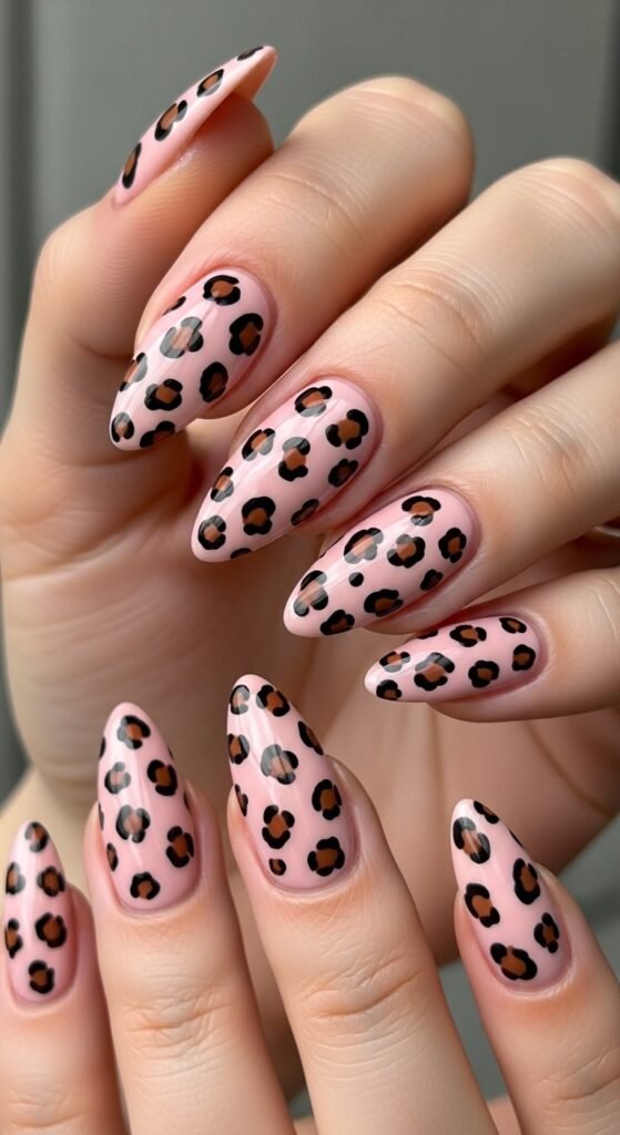Soft Pink Leopard Nails