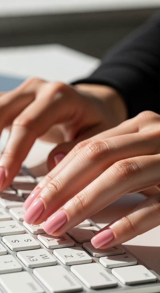 Square Acrylic Pink Nails