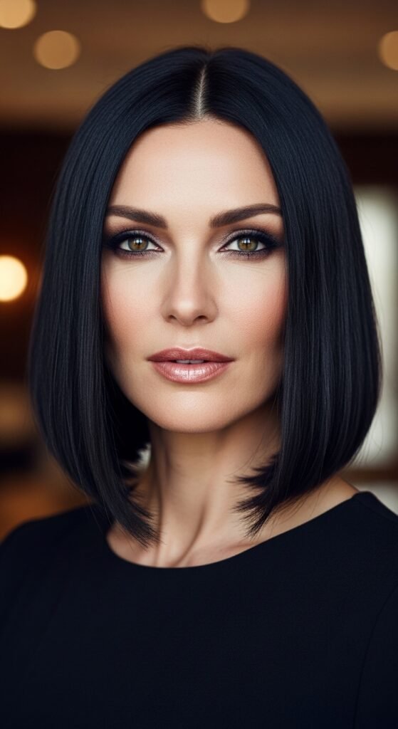 Dark Glossy Long Bob