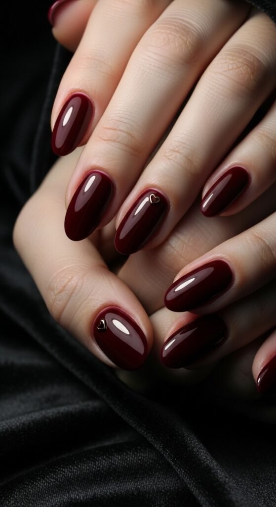 Deep Burgundy Romantic Nails