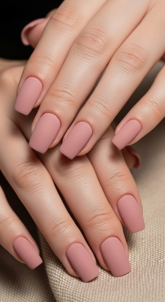 Matte Dusty Rose Nails
