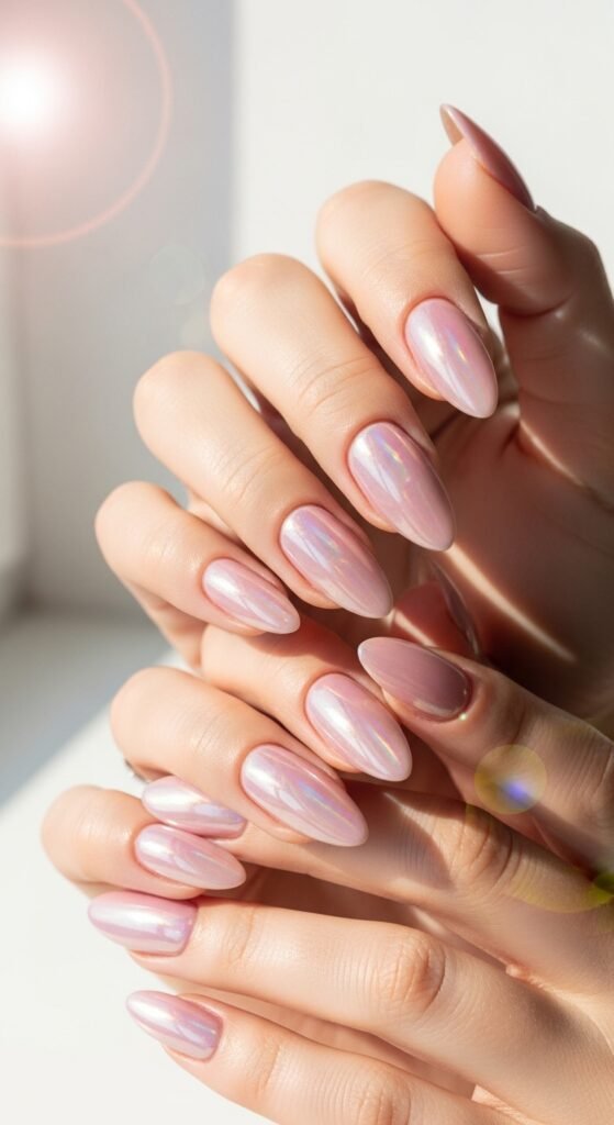 Pink Chrome Glazed Nails