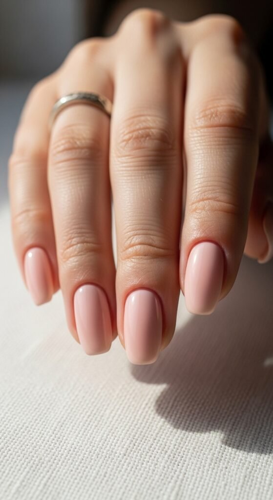 Soft Blush Pink Gloss Nails