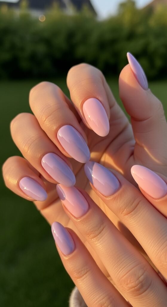 Soft Lavender and Pink Romantic Nails