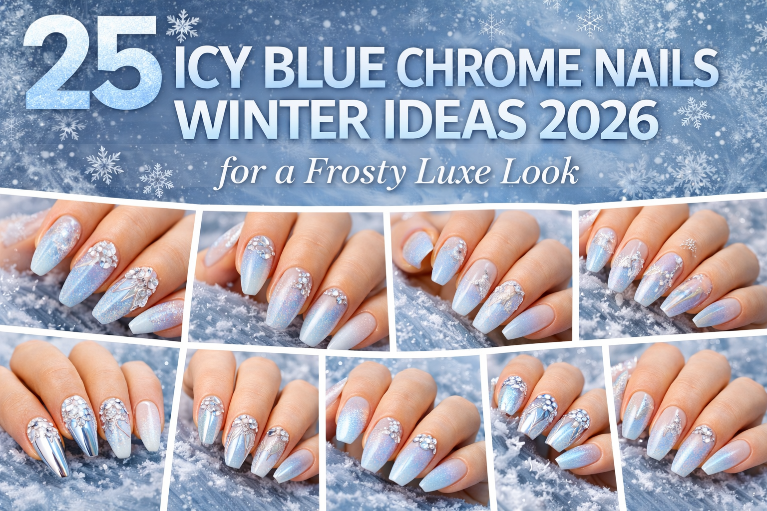 Icy Blue Chrome Nails