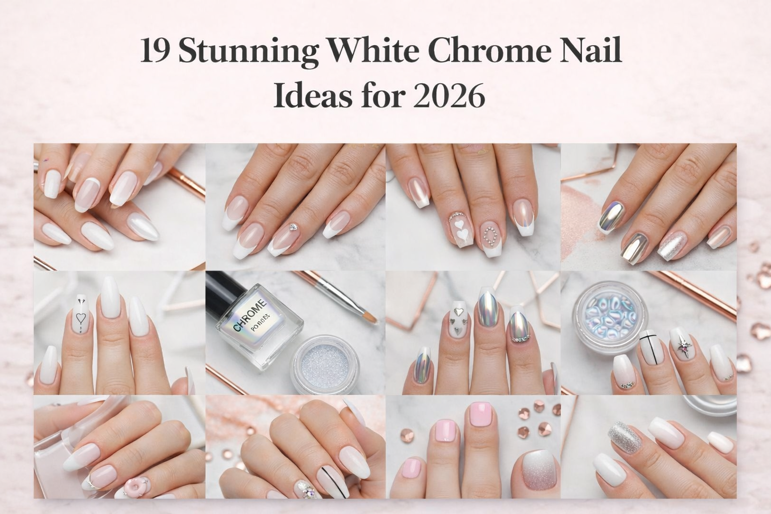 White Chrome Nails Ideas