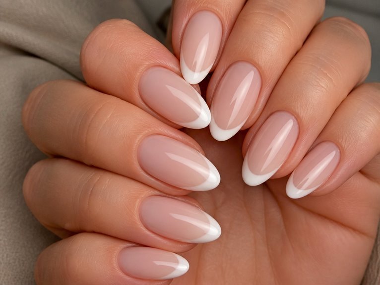 almond shaped french tip nails