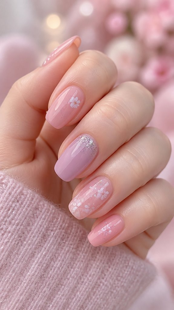 feminine short rounded nails