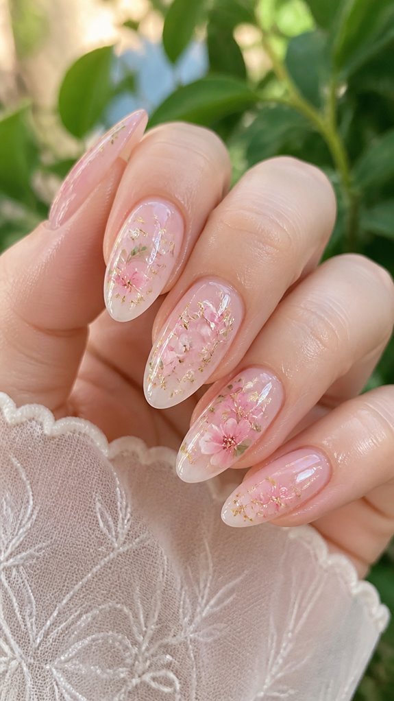 floral nature inspired nail art