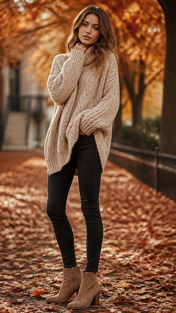 footwear elevates oversized sweaters