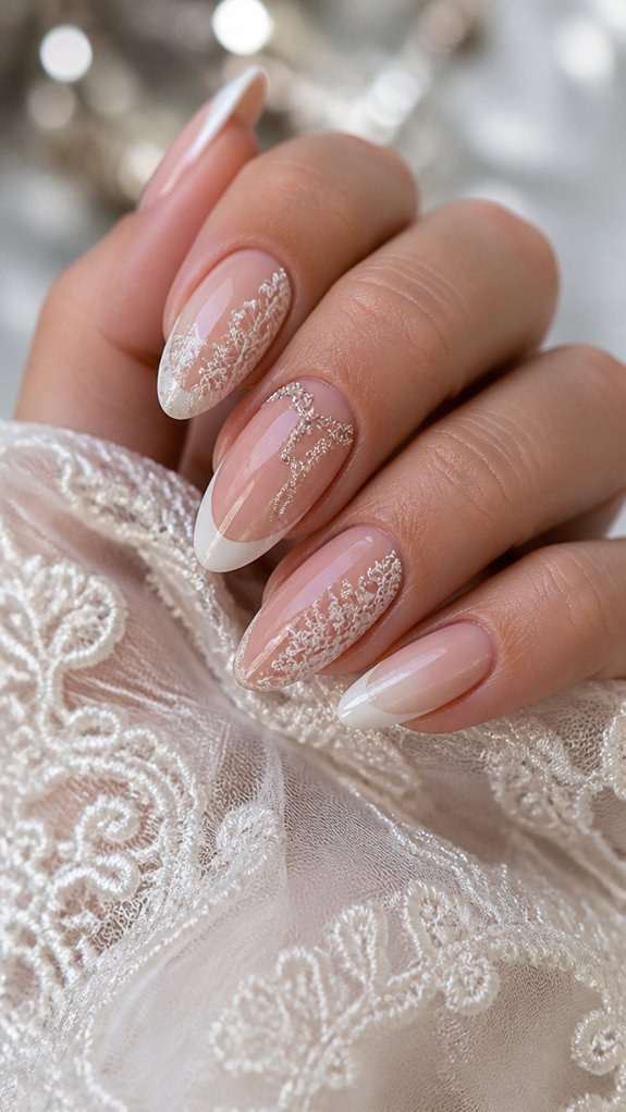 lace elegance with french tips