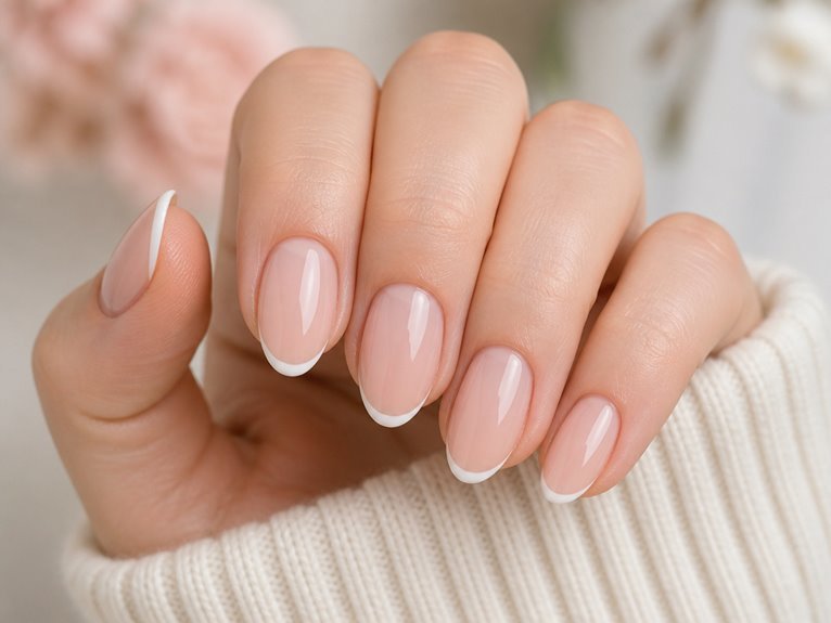 minimalist french tip nails