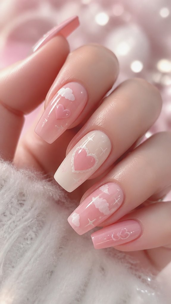 whimsical heart and cloud designs
