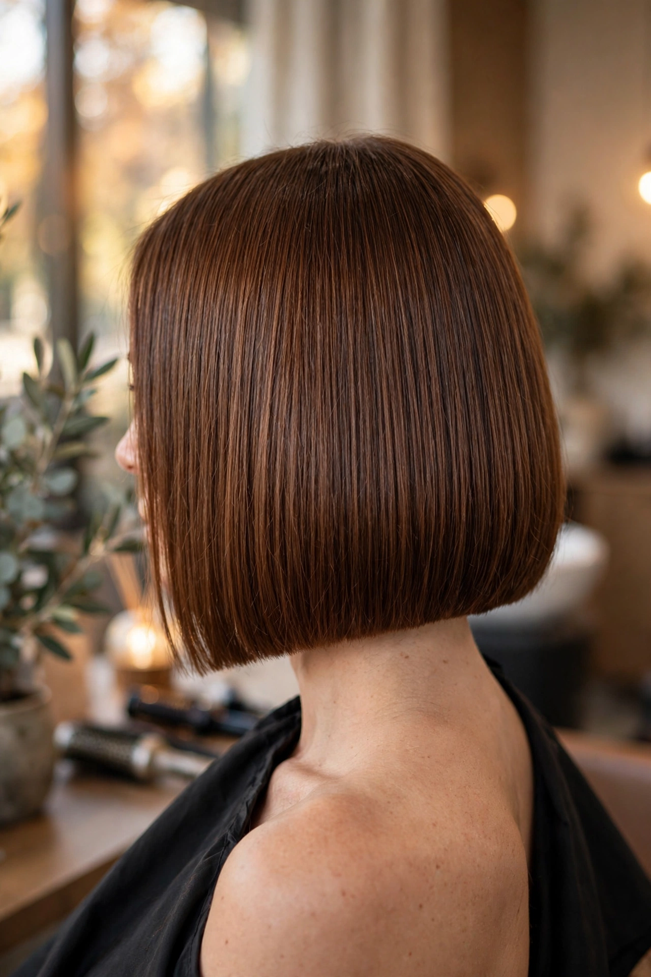 Blunt collarbone-length haircut