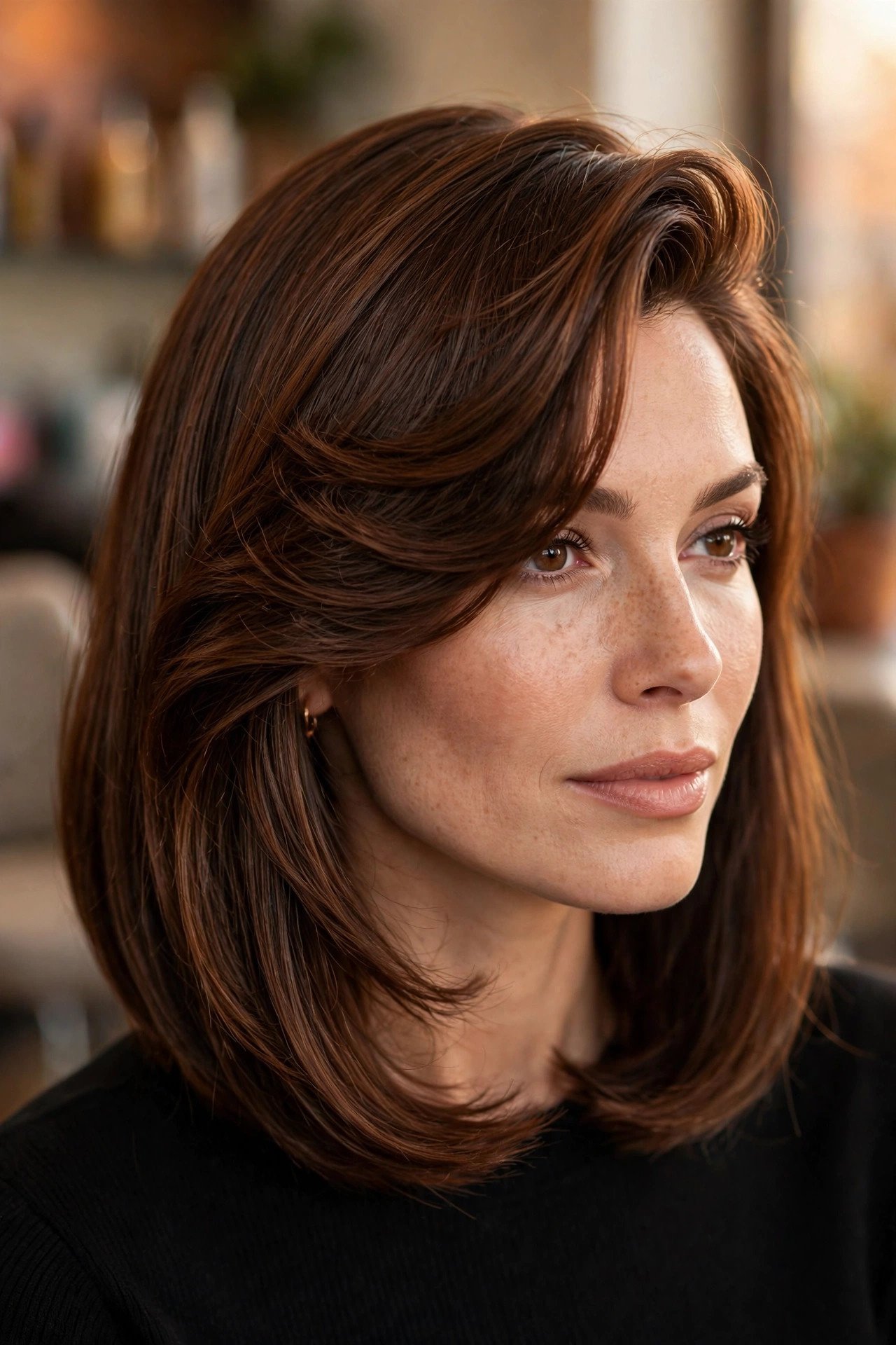 Side-swept long bob haircut