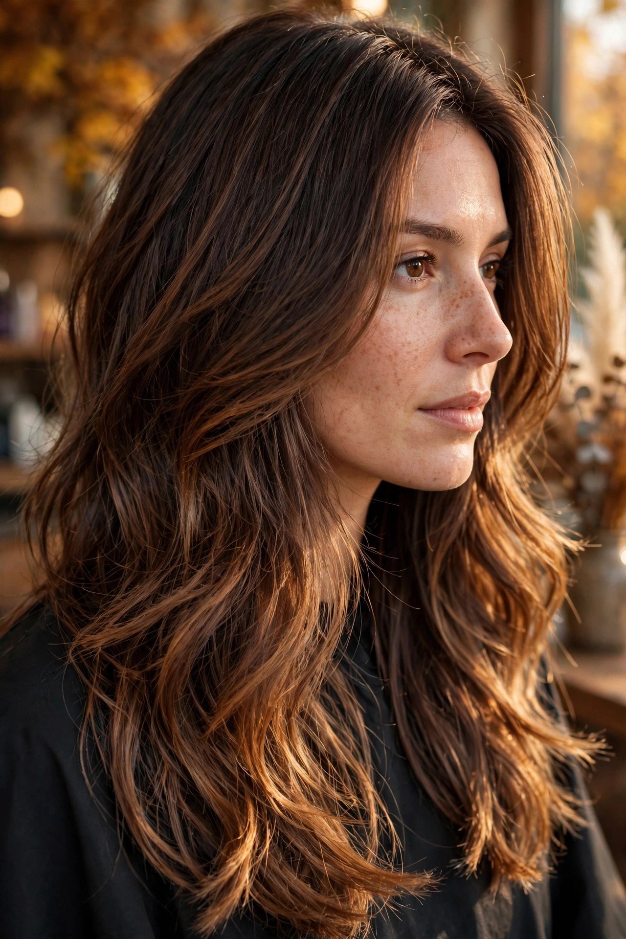 Dimensional brunette layered hair