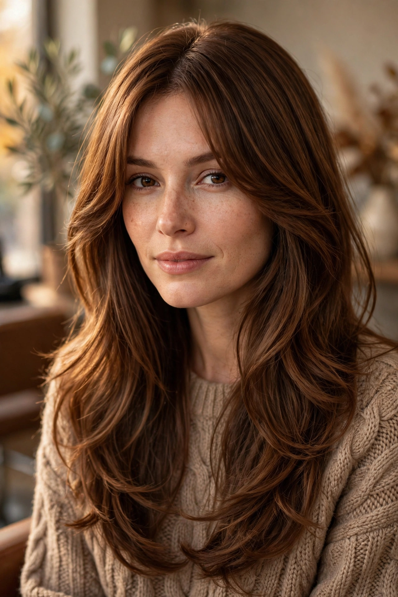 Long hair with curtain fringe