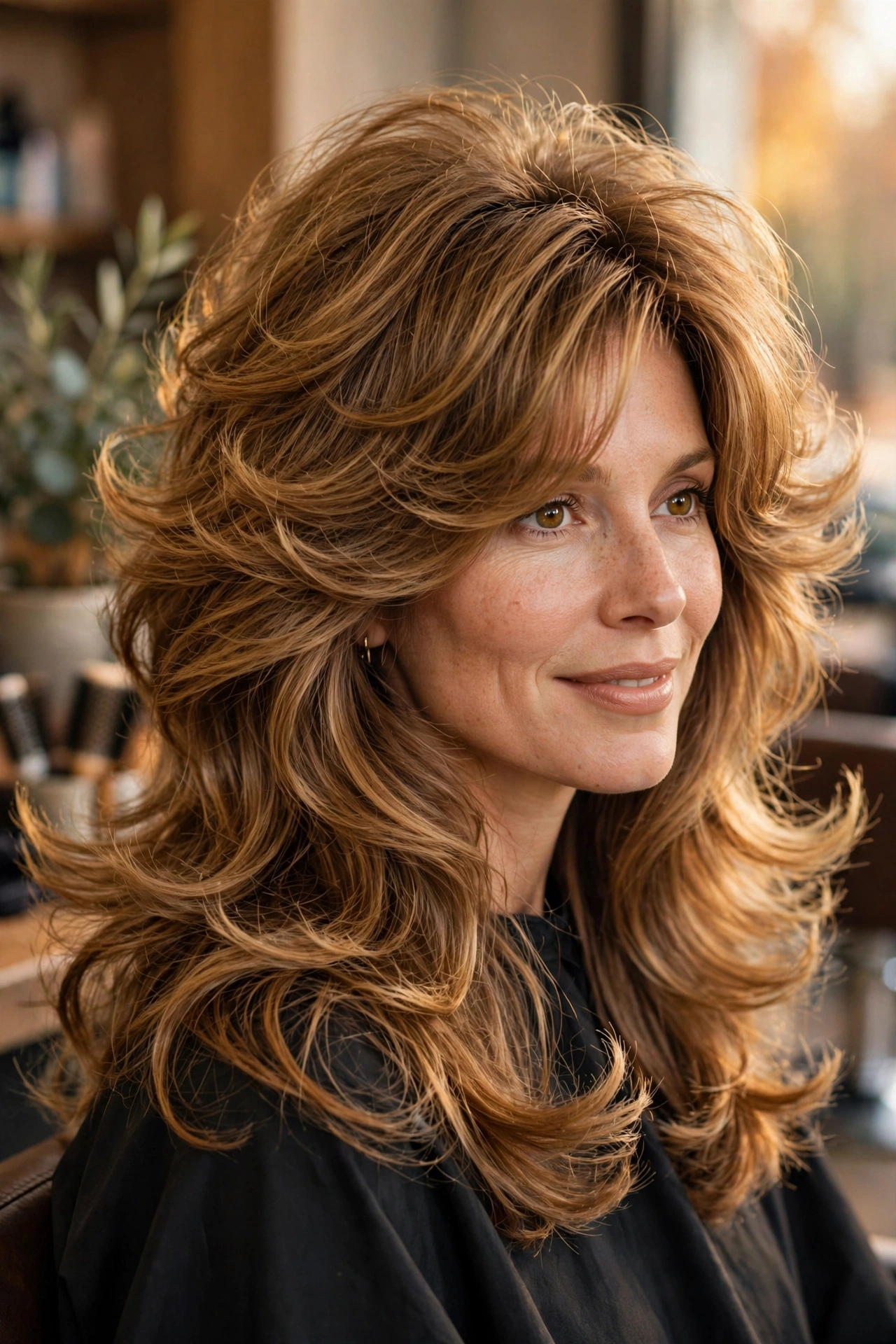 Voluminous 70s layered haircut